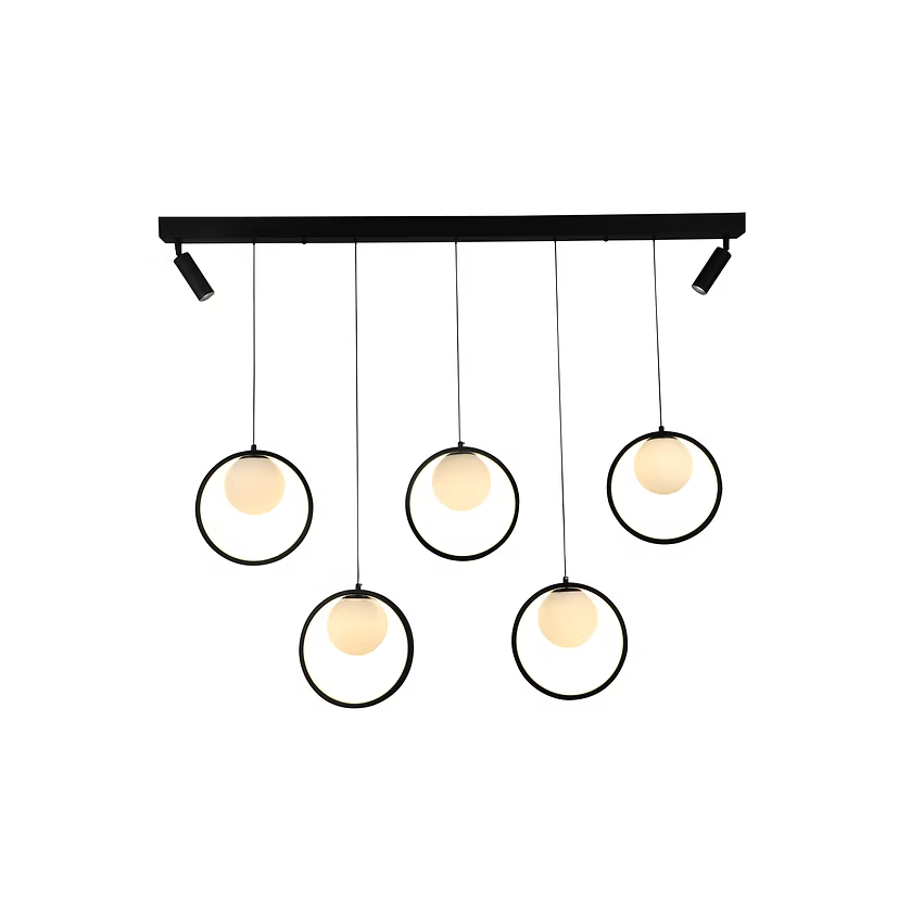 Lámpara Colgante LED de 7 Luces Negro, Control Remoto, 3 Tonos de Luz – Luxica